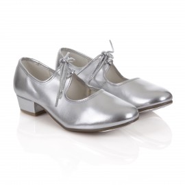 Tap Shoes, Low Heel, Silver PU